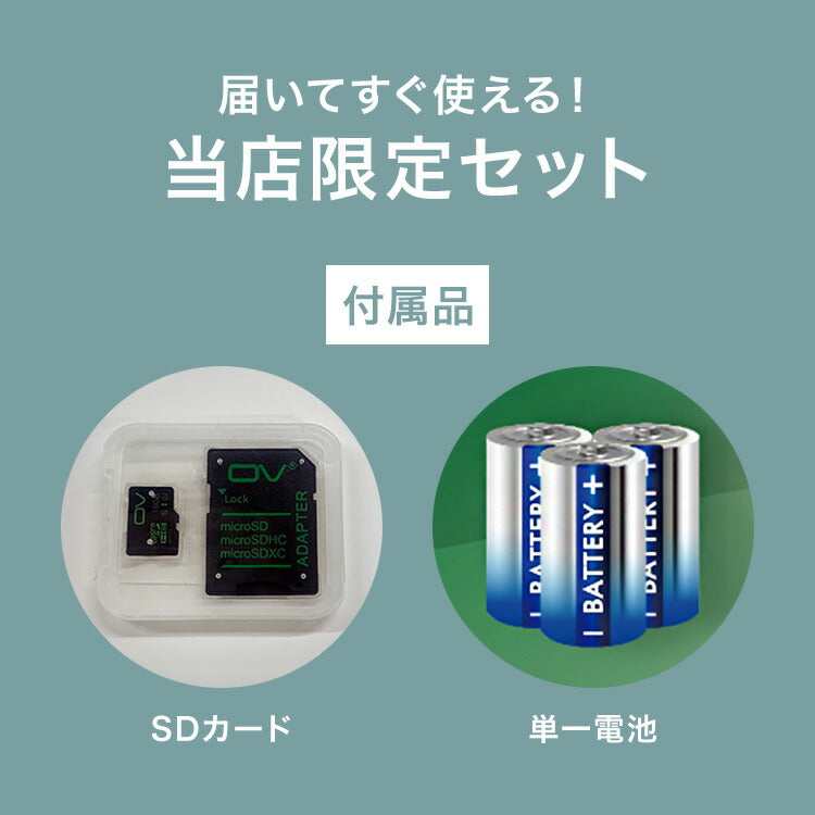 【届いてすぐ使える!SDカード+単一電池セット】ムサシ 防犯カメラ 屋外 どこでもセンサーカメラ 配線不要 乾電池式 家庭用 工事不要 C-BT7000-SET 強盗対策 屋外用 musashi