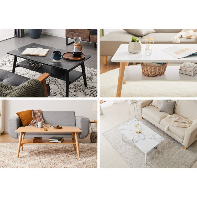 折りたたみ 棚付き センターテーブル 90×50cm ローテーブル おしゃれ 北欧 シンプル ナチュラル センターテーブル ソファテーブル テーブル 大理石 石目調 机 折り畳み 収納付き 天然木 完成品 木製
