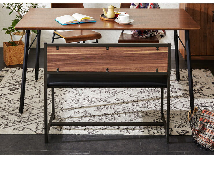 ダイニングベンチ 背付き ベンチ ハイタイプ 90cm 北欧 ヴィンテージ レザー調 クッションあり 2人用 2人掛け 椅子 ダイニング