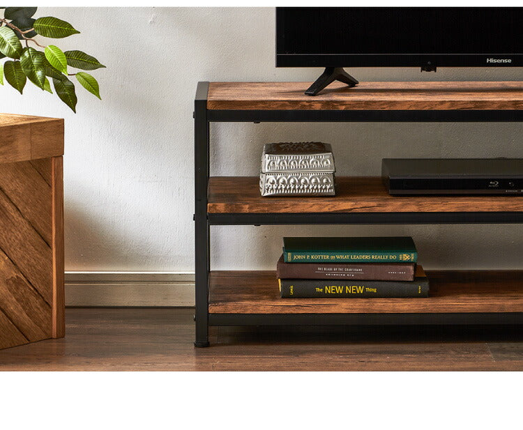 ヴィンテージ ローボード テレビボード テレビ台 棚付き 3段ラック 三段 ラック 収納 オープンラック AVボード 茶系(代引不可)