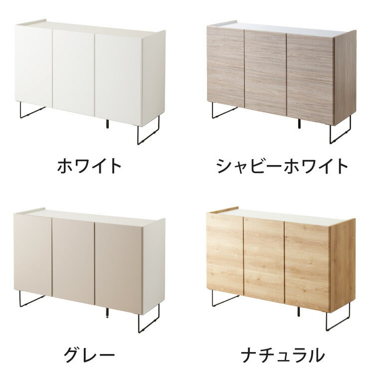 キャビネット 幅120 白 オーク 北欧 木製 おしゃれ カウンター 間仕切り 完成品 国産 背面化粧 ナチュラル 木目 オレフィン 脚付き 収納 チェスト リビング 収納 スチール脚(代引不可)