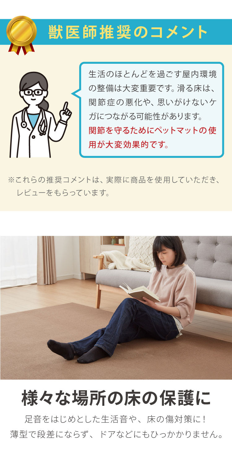 SankoPet 日本製 ペット用 ロングマット 60×180cm 撥水 滑り止め ズレない ロング マット おくだけ吸収 床暖房対応 洗える 洗濯可 はっ水 防水 無地 床暖 対応 国産 犬用 猫用 サンコーペット