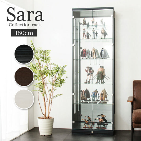 サラ60 ハイタイプ コレクションラック フィギュアケース コレクションケース コレクションボード 幅60cm 高さ180cm 奥行30cm 木製 ホワイト ブラック ブラウン ガラス棚 飾り棚 キュリオケース（代引不可）