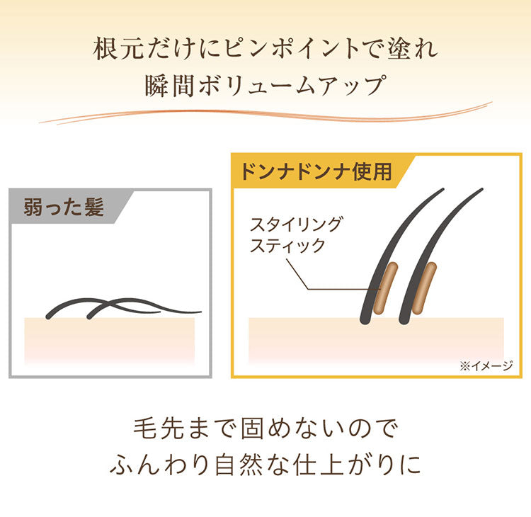 ドンナドンナ ボリュームアップ スタイリングスティック 21g 薄毛 白髪 髪やせ ウォータープルーフ メイク コスメ 素数 化粧品