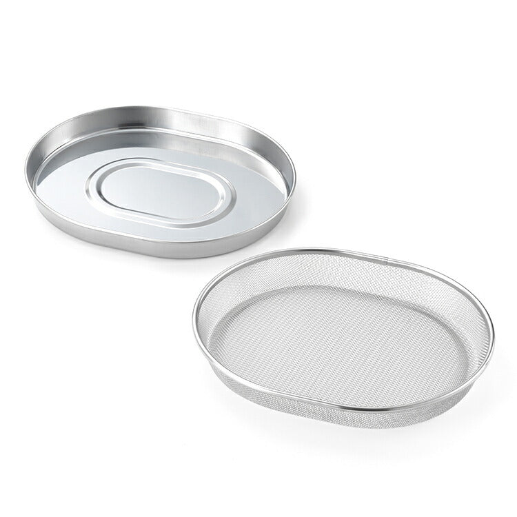 ヨシカワ 日本製 食道楽 小判型ザル&トレーセット SJ3200 Yoshikawa