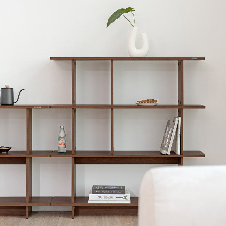 roomnhome バルトスクエアラック 幅80cm 2段オープンラック見せる収納 収納 サイドテーブル メイクスペース デザインラック シェルフ スリム ディスプレイラック 本棚 ブラウン 韓国インテリア