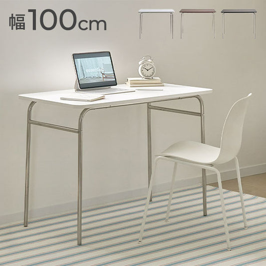 roomnhome ステンレス デスク バルト 幅100 奥行60 4人掛け スチール ミッドセンチュリー 製 100×60cm リビング ダイニング パソコンデスク つくえ 机 デスク テーブル