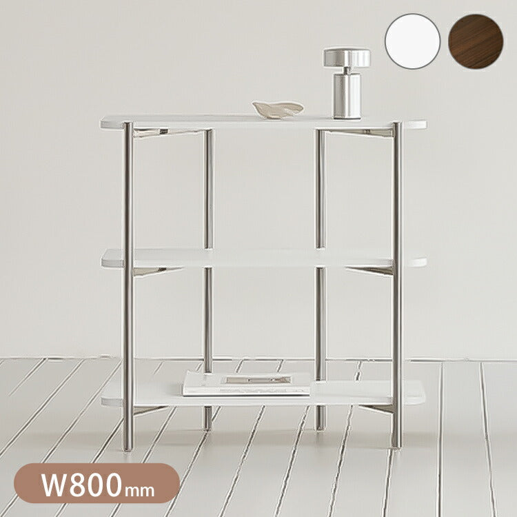 roomnhome ステンレス オープンラック ステンレス バルトステンシェルフ 収納 幅80cm 3段 棚 見せる収納 ラック 省スペース デザインラック シンプル モダン ディスプレイラック 韓国インテリア