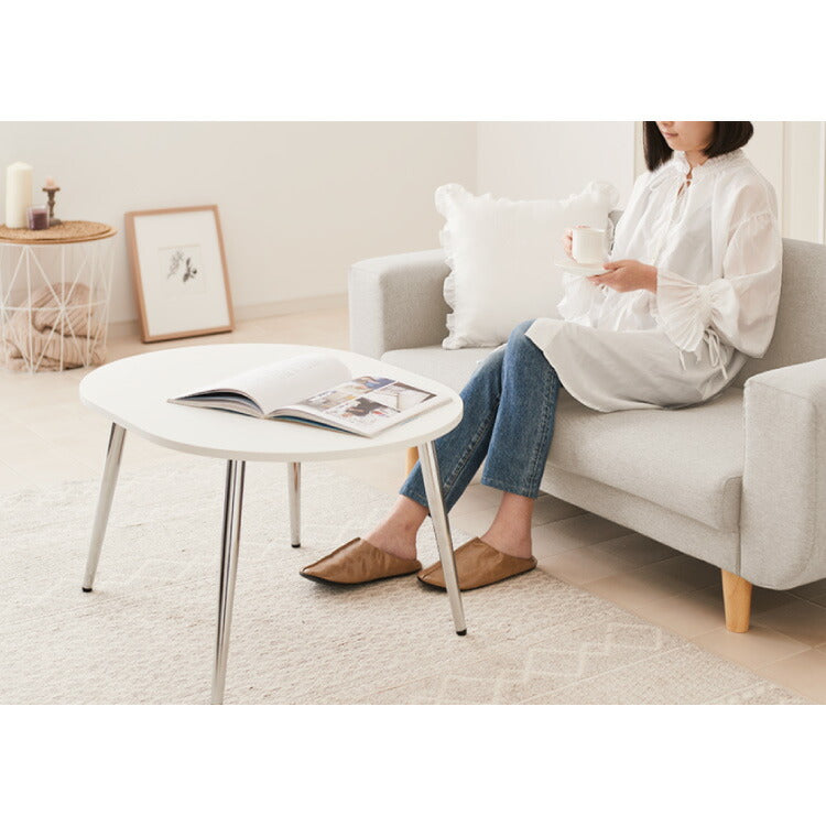 【roomnhome×リコメン堂】ローテーブル 80cm クローム脚 おしゃれ 韓国インテリア 高さ32cm 耐荷重約20kg センターテーブル【限定商品】かわいい シンプル インテリア モダン(代引不可)