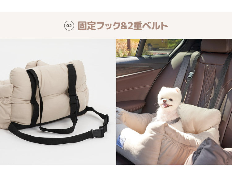 Woolly Pet in style 犬に優しい ペット用 カーシート Lサイズ 60×50×36cm ドライブシート 固定ベルト付き ペットベッド 車用 ドライブシート ルームアンドホーム(代引不可)