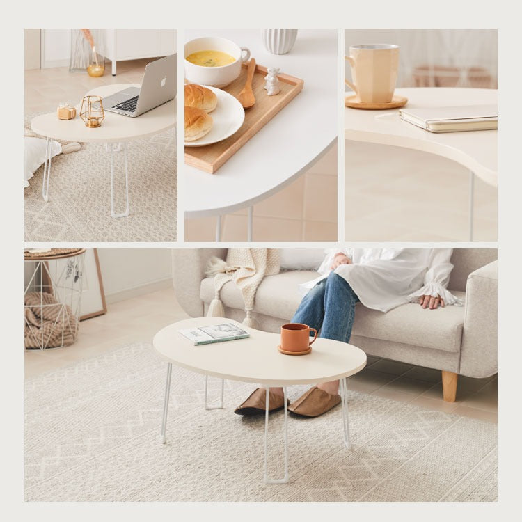 【roomnhome×リコメン堂】 テーブル 折りたたみ ビーンズテーブル 折れ脚 軽い 70cm幅 楕円 韓国インテリア コンパクト インテリア カワイイ シンプル 折り畳み スチール脚 センターテーブル(代引不可)