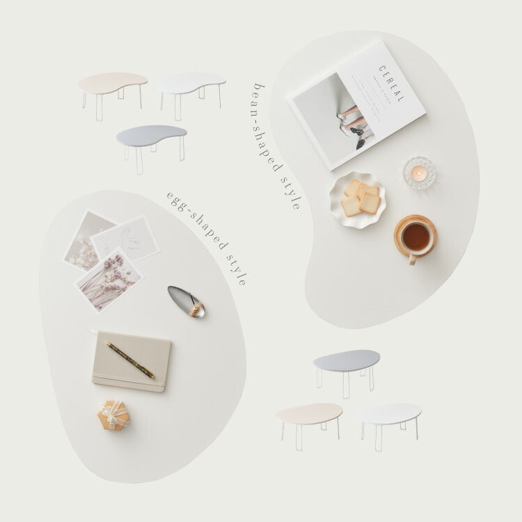 【roomnhome×リコメン堂】 テーブル 折りたたみ ビーンズテーブル 折れ脚 軽い 70cm幅 楕円 韓国インテリア コンパクト インテリア カワイイ シンプル 折り畳み スチール脚 センターテーブル(代引不可)