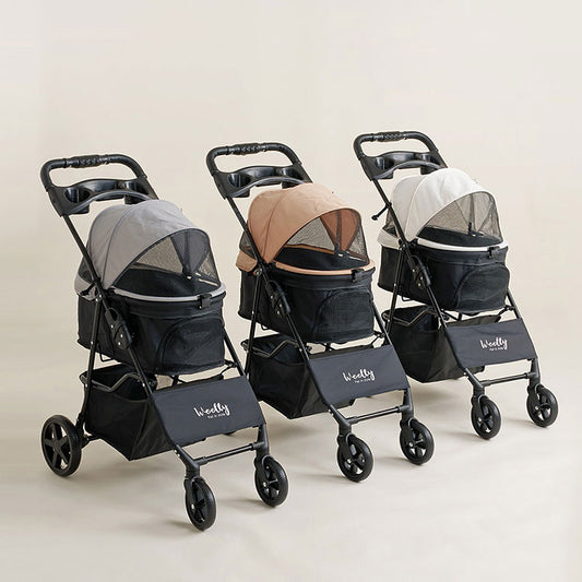 roomnhome EASY ペットカート フォールディング プチ 折りたたみ ペットキャリー 多頭 犬カート 小型犬 中型犬 ペット用 カート おでかけ 散歩 犬 いぬ ドッグ 猫 ねこ (代引不可)