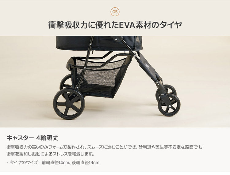 roomnhome EASY ペットカート フォールディング プチ 折りたたみ ペットキャリー 多頭 犬カート 小型犬 中型犬 ペット用 カート おでかけ 散歩 犬 いぬ ドッグ 猫 ねこ (代引不可)