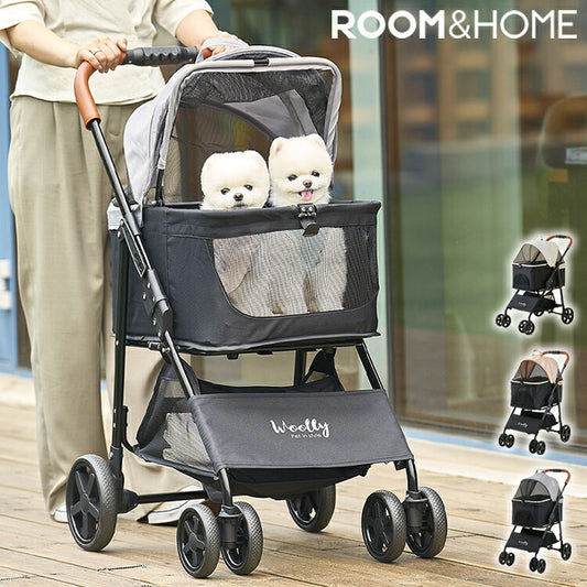 roomnhome EASY ペットカート フォールディング ワイド ペットキャリー 折りたたみ 多頭 犬カート 小型犬 中型犬 ペット用 カート おでかけ 散歩 犬 いぬ イヌ 猫 ねこ (代引不可)