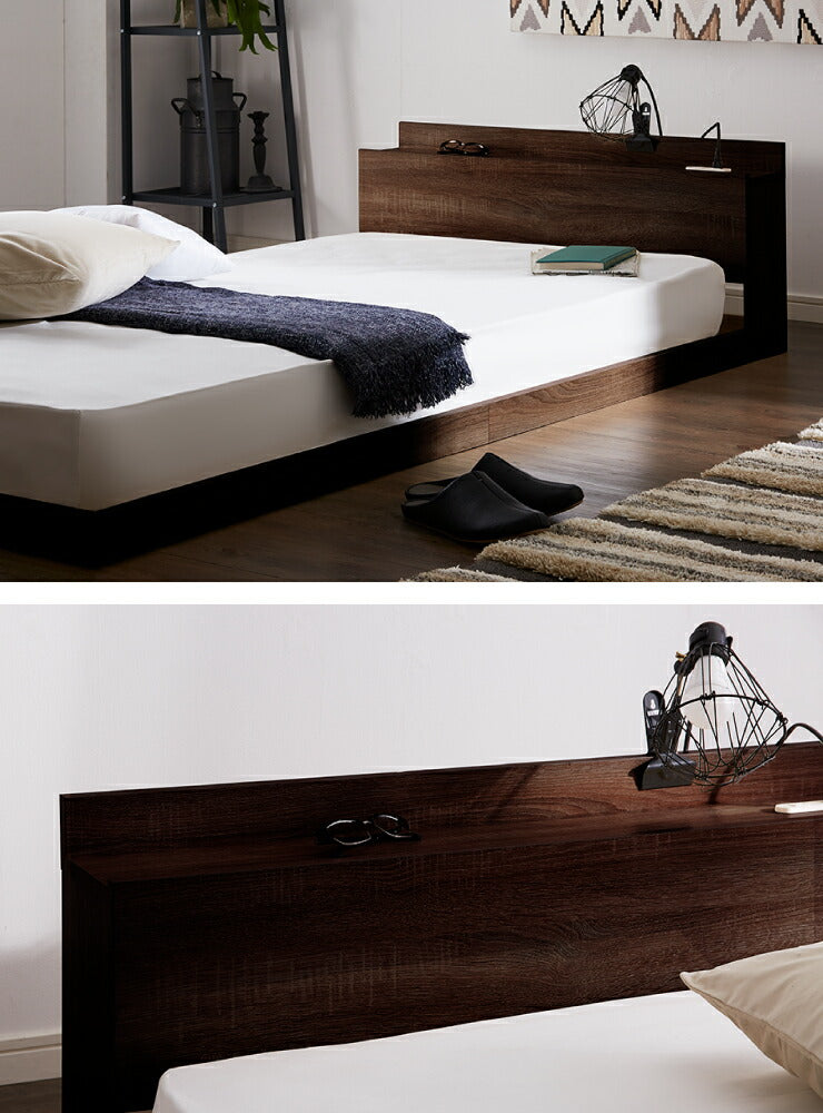 マットレスセット シングル コンセント付き フロアベッド ボンネルコイルマットレス ベッドセット 圧縮ロールマットレス(代引不可)