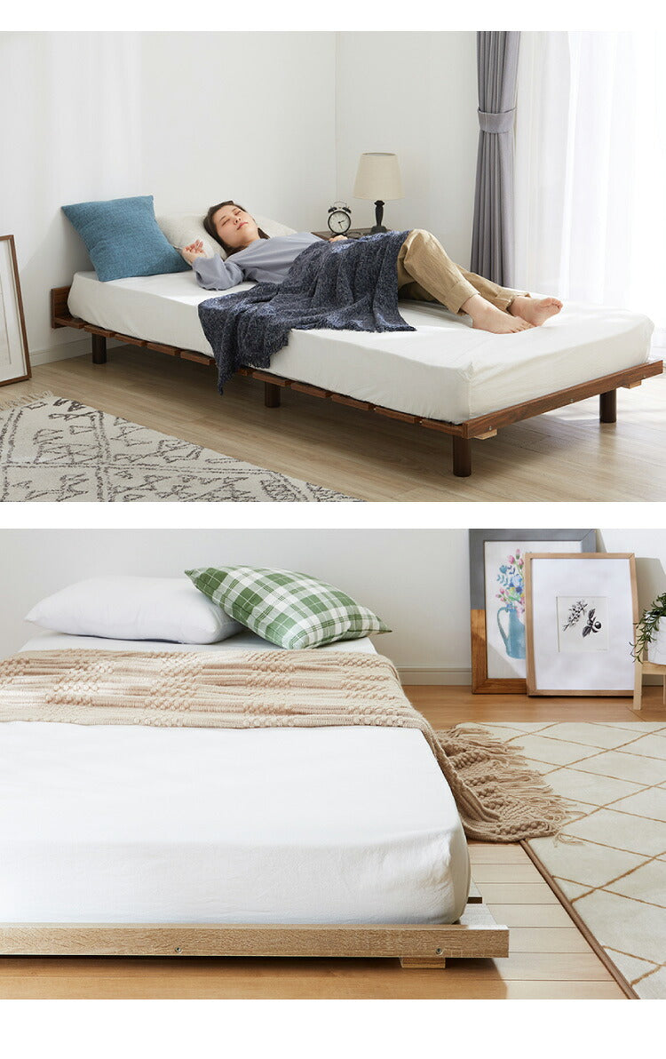 【セット販売】 フロアベッド すのこベッド ポケットコイルマットレス付き シングル 高さ調整 フロアーベッド ポケットコイル ポケットマットレス シングルベッド ベッドフレーム(代引不可)