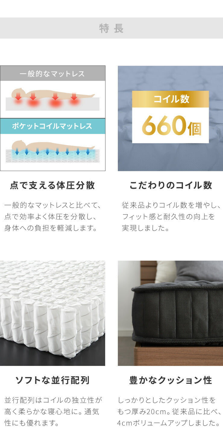 すのこベッド セミダブル ポケットコイルロールマットレス付 北欧 木製 ベット ヘッドレスすのこベッド ワンルーム