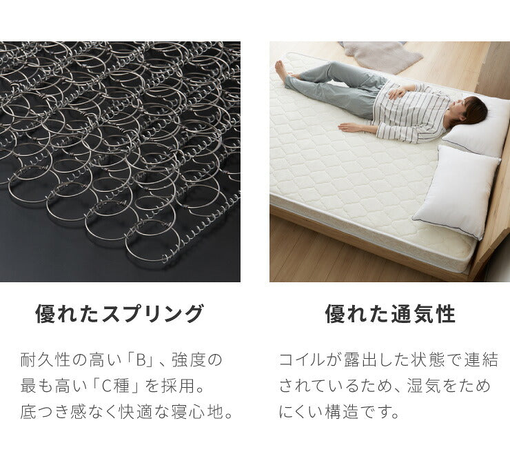 マットレスセット セミダブル すのこベッド ボンネルコイルマットレス ベッドセット 圧縮ロールマットレス ベッドフレーム(代引不可)