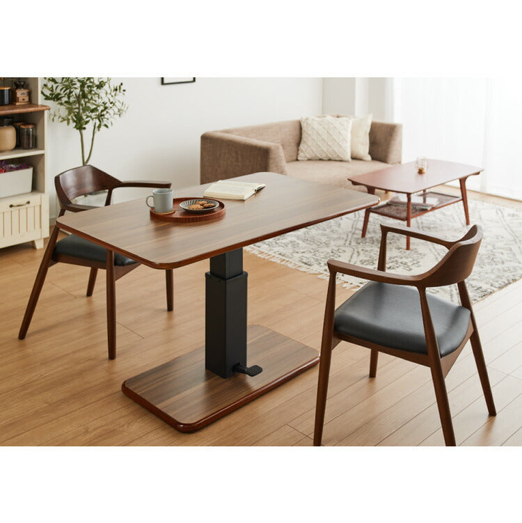 昇降式 ガス圧昇降式テーブル 120×75cm 1本脚 シンプル 昇降テーブル ダイニングテーブル センターテーブル ローテーブル リビングテーブル デスク 高さ調節 食卓テーブル