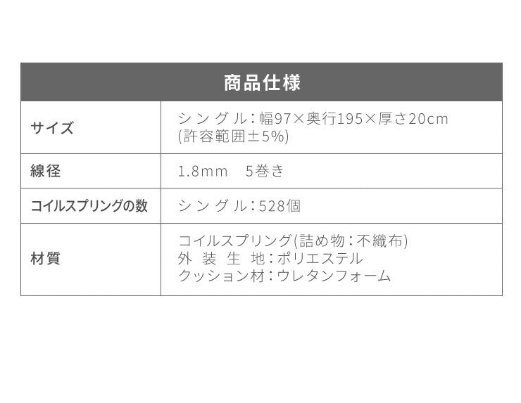 スチールベッド ポケットコイルマットレスセット シングル マットレスセット パイプベッド マットレス 圧縮ロール仕様 ベッド