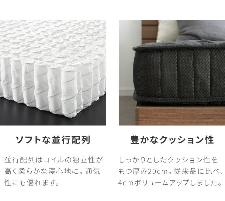 スチールベッド ポケットコイルマットレスセット セミダブル マットレスセット パイプベッド マットレス 圧縮ロール仕様 ベッド