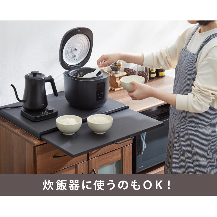 スライド式 レンジ下トレー 幅55cm スチール製 スライドテーブル レンジ下 トレー キッチン家電下スライドテーブル 引き出し スライドトレー 炊飯器 トースター 時短 スライド収納 台 省スペース