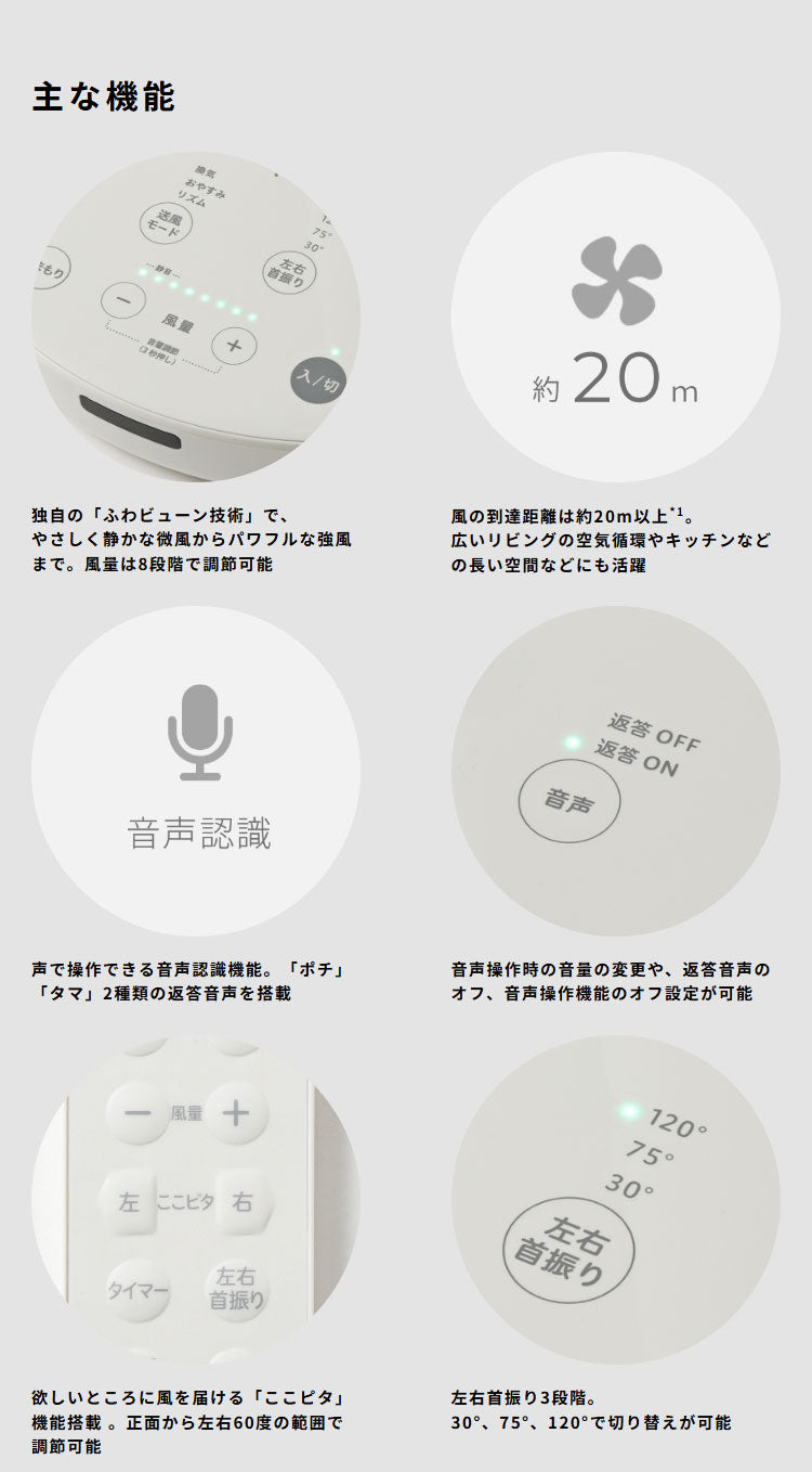 【音声操作対応】シロカ サーキュレーター扇風機 SF-V251 DCモーター 30cm羽根 風量8段階 自動首振り リモコン付き タイマー機能付き 静音 おやすみモード対応 ホワイト ダークグレー siroca