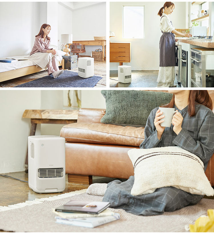 シロカ siroca 加湿機能付きセラミックファンヒーター コンパクト 大風量 気化式加湿器 3L 最大14畳 湿度センサー 湿度調節 ターボ加湿 リモコン操作 SH-3D251(W) ホワイト