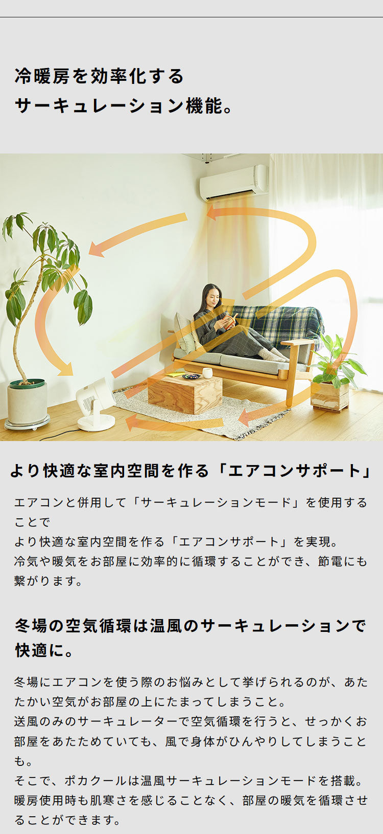 シロカ siroca HOT&COOL サーキュレーター ポカクール 温風 3段階 送風 7段階 調節 衣類乾燥 部屋干し スポット暖房 コンパクト ここピタ オールシーズン 一年中 通年 SH-CD251 ホワイト