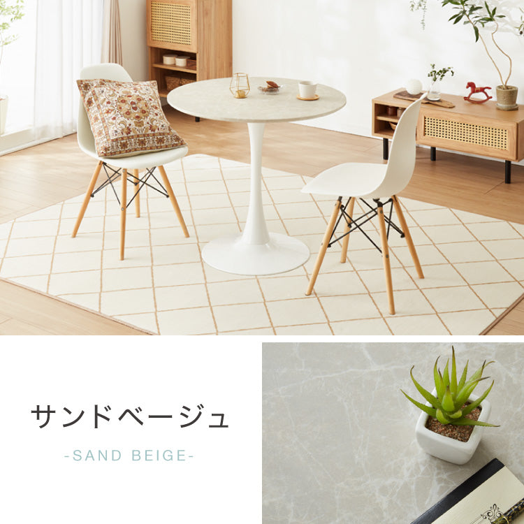 ダイニングテーブル カフェテーブル 丸テーブル 一人暮らし 白 幅80cm 北欧 お手入れ簡単 円形 スチール MDF ホワイト 省スペース 高さ73cm 組み立て簡単 円型 おしゃれ ホワイト 韓国インテリア 木製  大理石色