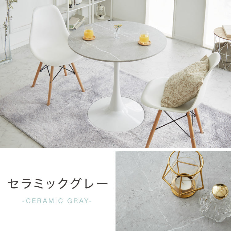 ダイニングテーブル 丸テーブル 白 幅60cm 組み立て簡単 お手入れ簡単 円形 スチール MDF ホワイト 省スペース コンパクト 2人用 3人用 おしゃれ 北欧 一人暮らし 韓国インテリア カフェテーブル  大理石色