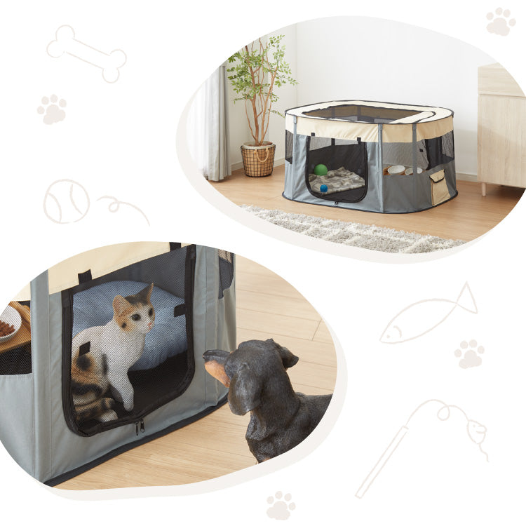 ペットサークル 折りたたみ XL 小型犬 中型犬 猫 収納 飛び出し防止屋根付き 室内 屋外 持ち運び コンパクト アウトドア 旅行 災害対策 ペットケージ ペットハウス プレイサークル 犬 ケージ サークル