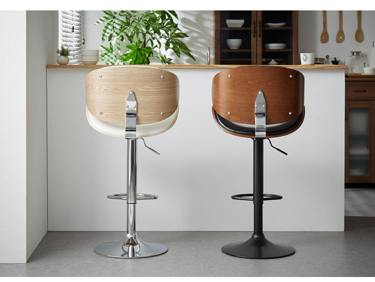 カウンターチェア バーチェア 2脚セット 背もたれ付き 回転 昇降式 レザー カフェ風 ヴィンテージ 喫茶店風 おしゃれ レトロ