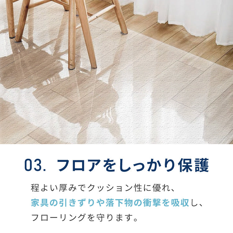 キッチンマット 100×240cm クリア 透明 1.5mm厚 大判 PVC 撥水 床暖房対応 収納 シンプル 床保護シート おくだけマット PVCキッチンマット キッチンマット クリアマット ソフト 台所 キッチン ダイニング