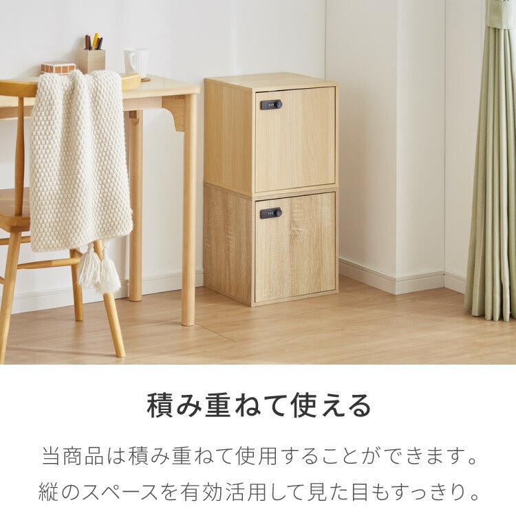 キューブボックス A4 2個セット 木目 鍵付き 扉付き 幅35cm レイアウト自由自在 ダイヤル ダイヤル錠付きボックス 収納 収納ボックス A4サイズ 本棚 ラック 収納ラック 鍵付きラック レイアウト自由