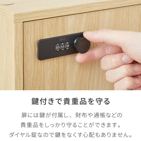 キューブボックス 鍵付き 木製 2段 A4 単品 木目 扉付き 幅35cm レイアウト 自由自在 ダイヤル 収納 収納ボックス ダイヤル錠ボックス カラーボックス 本棚 収納ラック 鍵付きラック