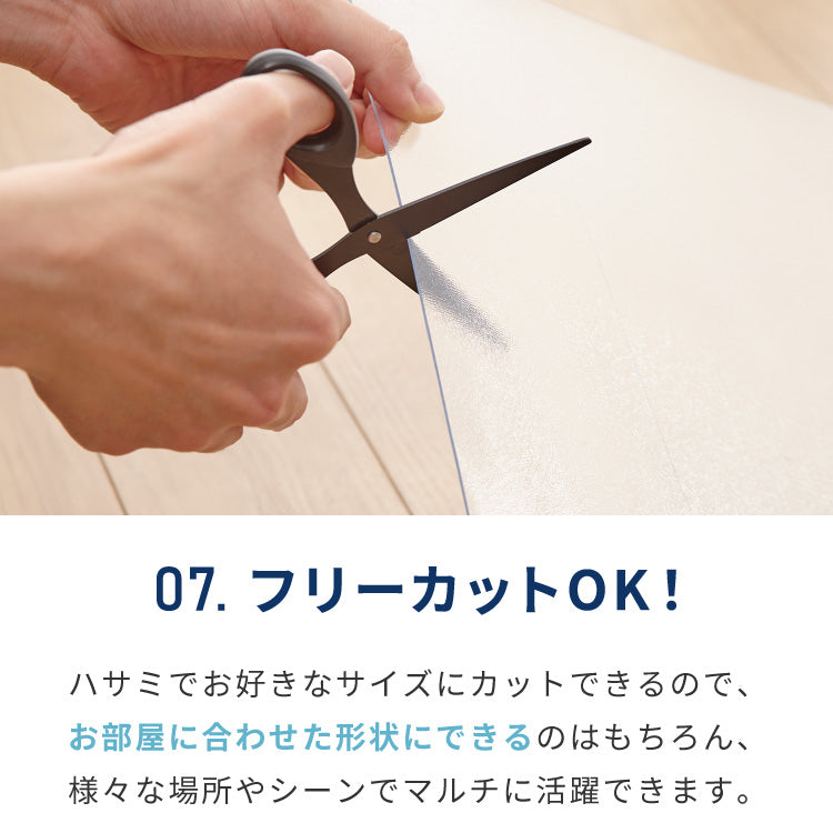 ダイニングマット 透明 防水 180×180cm 厚さ1.5mm 吸着 防汚 耐熱 フロアマット キッチンマット クリアマット PVC エンボス加工