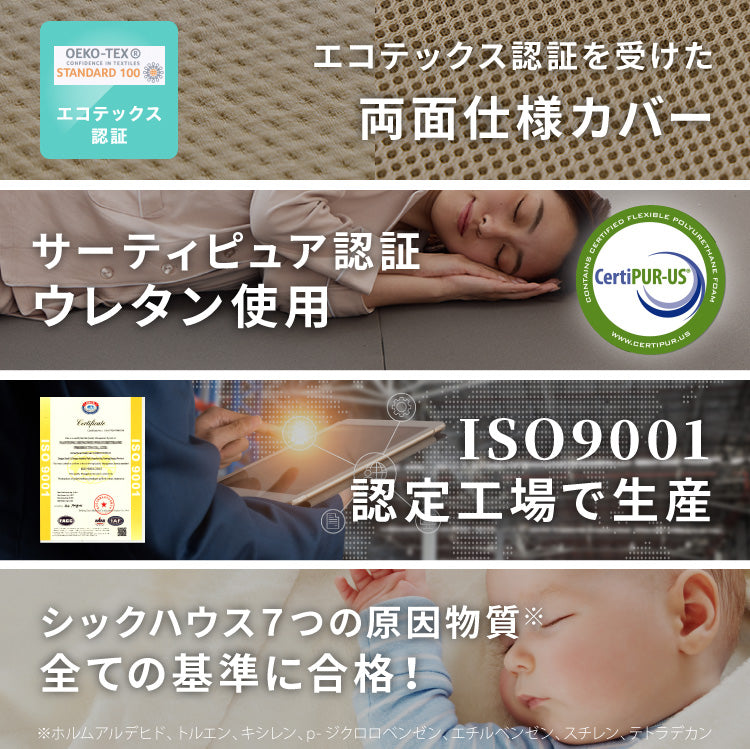 マットレス 高反発 ダブル 3つ折り 厚さ10cm 炭入り リバーシブル 体圧分散 通気 高反発マットレス 三つ折り 190N 敷布団 高密度