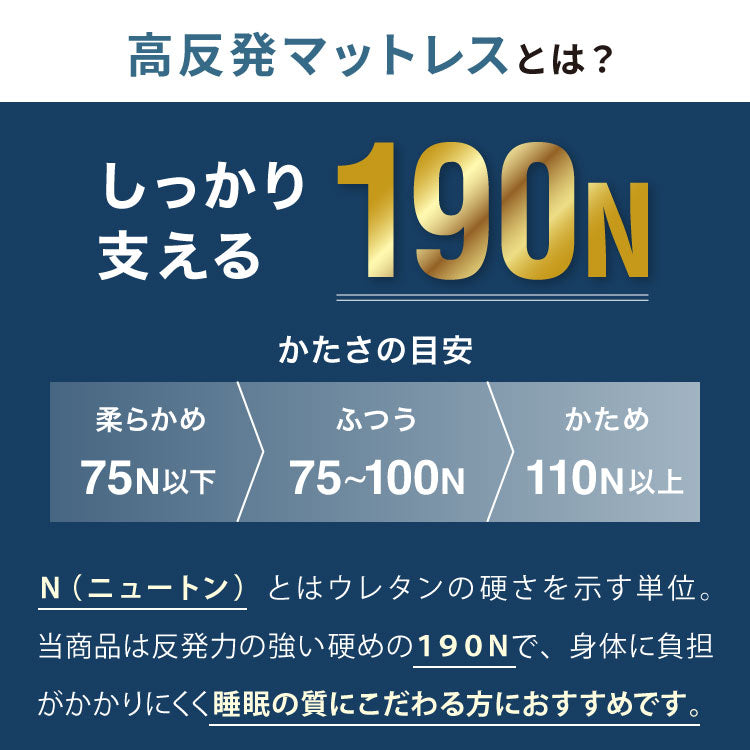 マットレス 高反発 ダブル 3つ折り 厚さ10cm 炭入り リバーシブル 体圧分散 通気 高反発マットレス 三つ折り 190N 敷布団 高密度