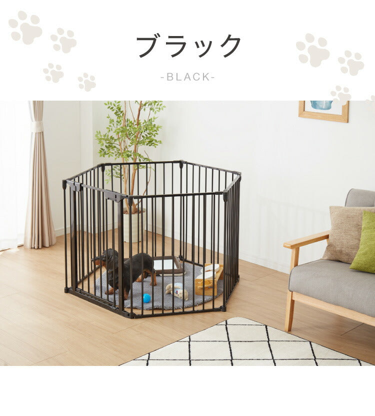 ペットサークル 折りたたみ 6枚セット 高さ75cm ブラック ホワイト 扉付き コンパクト 組立簡単 シンプル ペットフェンス ペットケージ ケージ ドッグフェンス ドッグサークル ドッグハウス ペットハウス サークル 犬 犬用品 ペット