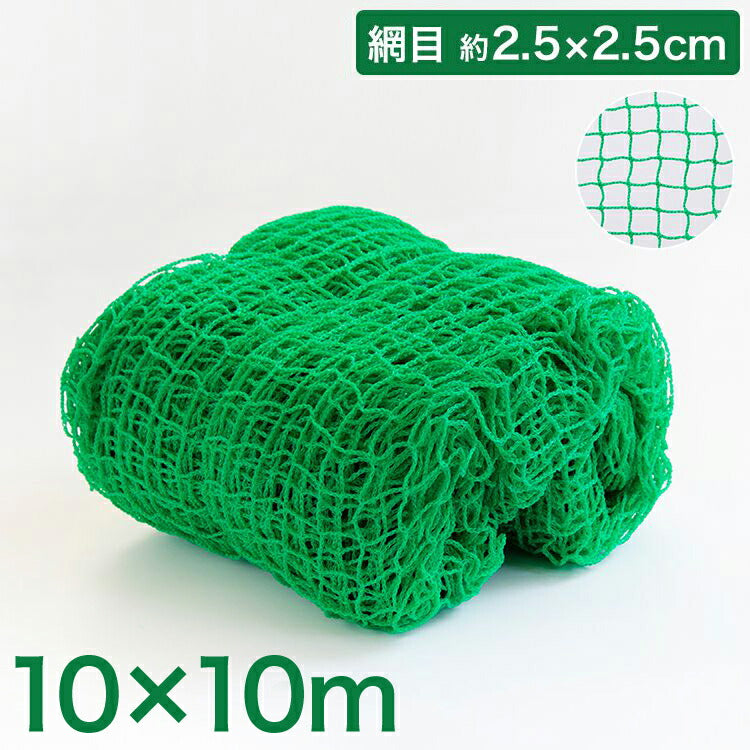 バックネット 野球 10×10m 網目2.5cm グリーン 防球ネット ネット 保護用ネット 養生 多目的ネット ゴルフネットバッティングネット カラスよけ ゴミネット カーゴネット グリーンネット テニス サッカー