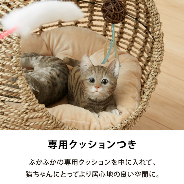 ペット用ハンギングチェア クッション付き シーグラス製 丸型 おしゃれ ナチュラル 北欧 かわいい ペットチェア 猫ベッド ペットベッド ペットハウス キャットチェア ペット用 猫用 ペット用家具 キャットハウス 吊り下げ式 ペット 室内