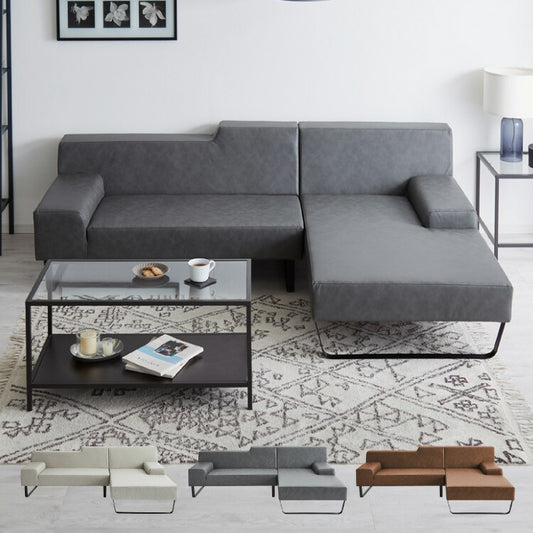 ソファ カウチソファ3人掛け L字型 あぐら カウチ 組合せ ヴィンテージ 家族 リビング 革風 ルンバ お掃除 オットマン ロータイプ おしゃれ クッション 韓国風 ペット アレンジソファ 大型ソファ モダン スマート