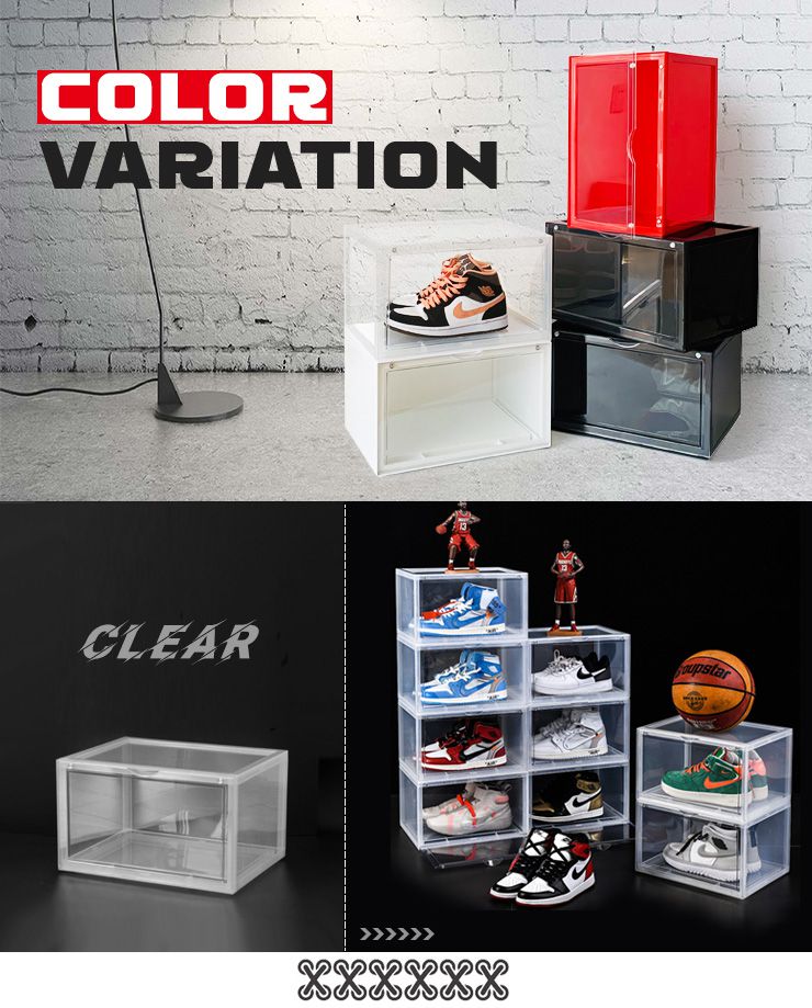 シューズボックス 横型 6個セット マグネット シューズケース コレクションケース クリア シューズラック 靴 スニーカー 収納 透明 積み重ね