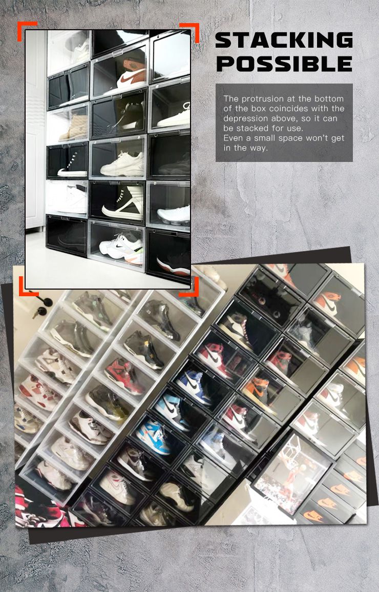 シューズボックス 横型 6個セット マグネット シューズケース コレクションケース クリア シューズラック 靴 スニーカー 収納 透明 積み重ね