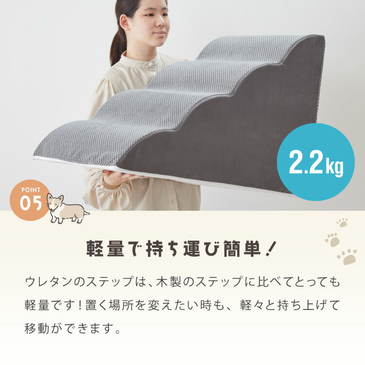 ドッグステップ 4段 スロープ 幅41cm ドッグスロープ ウレタン 撥水 クッション 踏み台 ステップ ペットステップ 室内犬 シニア犬 老犬 介護用品 ケガ防止 小型犬 犬用品 補助 トイプードル