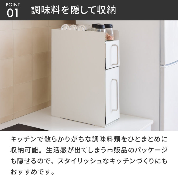 tesione テシオン 隱せる 調味料ラック 2段 スリム おしゃれ 隠す マグネット 対応 スパイスラック コンパクト コンロサイド コンロ横 隙間収納 すき間収納 ホワイト 白 韓国インテリア TS-005