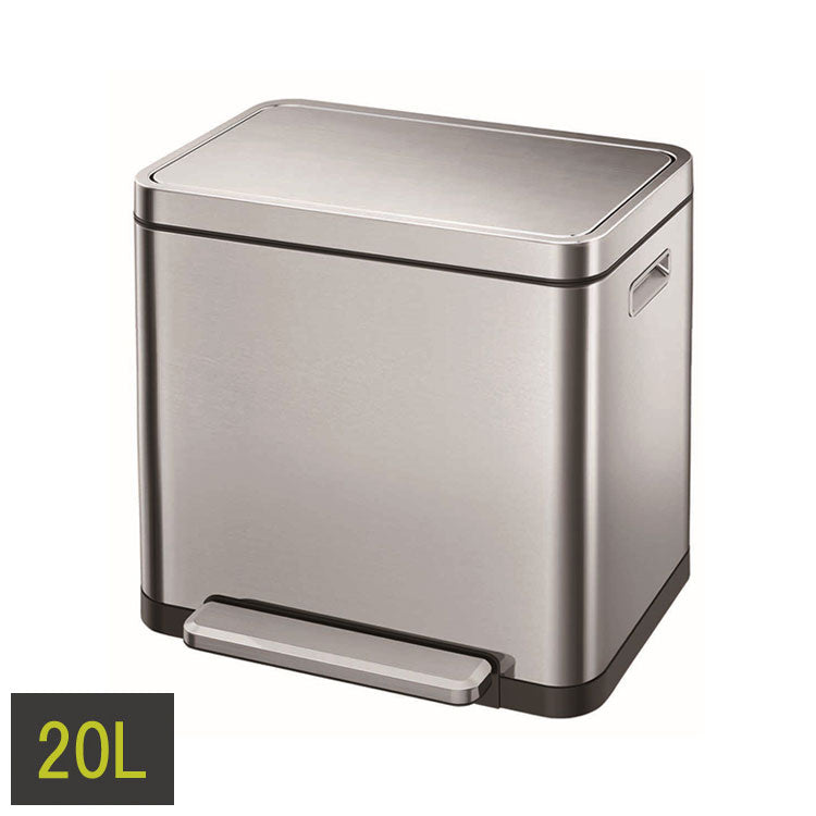 EKO エックスキューブステップビン 20L ステンレス ゴミ箱 抗菌加工防臭 ダストボックス スリム 大容量 ごみ箱 ふた付き 角型 ペダル キッチン エクスキューブ リビング キッチン 台所
