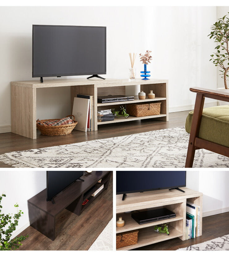伸縮 テレビ台 伸縮式 幅88.5~約160 ローボード コーナー TV台 木製 ナチュラル ブラウン テーブル サイドテーブル